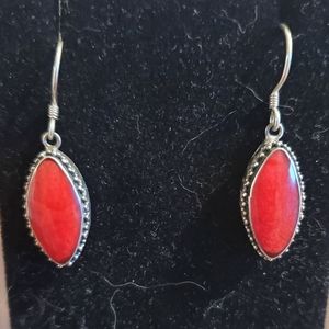 Marquise shaped shell and silver earrings